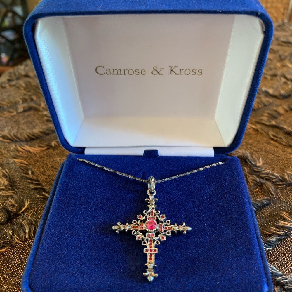 Camrose & Kross Jacqueline Bouvier Kennedy Fleur De Lis Cross Necklace